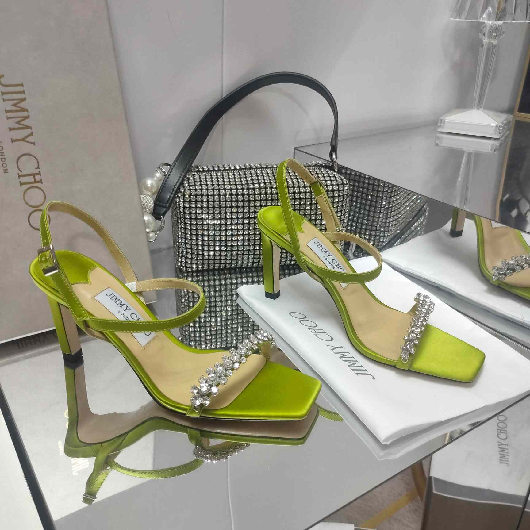 Jimmy Choo Meira 85 Suede Sandals With Crystal Embellishment - DopestKickz
