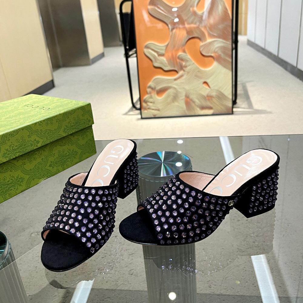 Gucci Women's Slide Sandal With Crystals - DopestKickz
