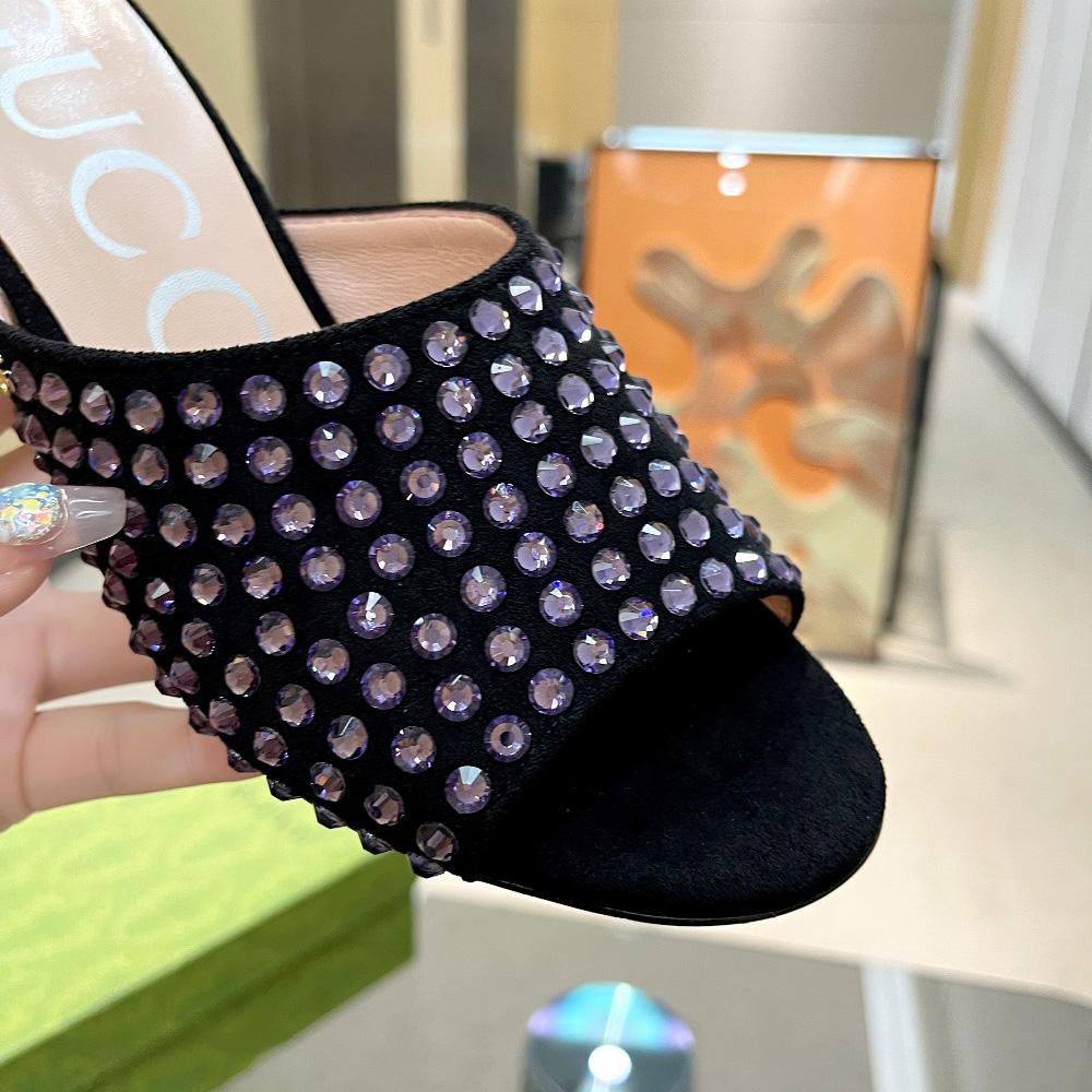 Gucci Women's Slide Sandal With Crystals - DopestKickz