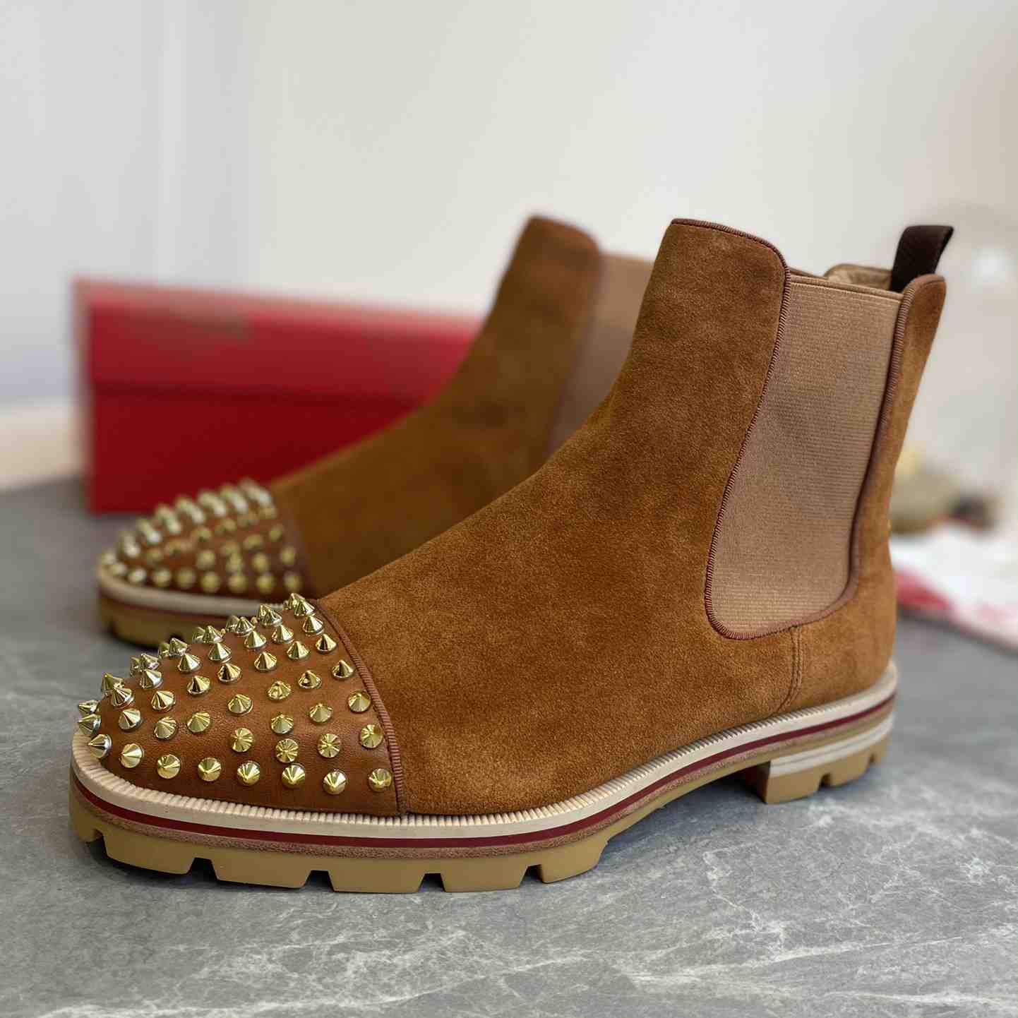 Christian Louboutin CLB Red Bottom Man Short Boots - DopestKickz