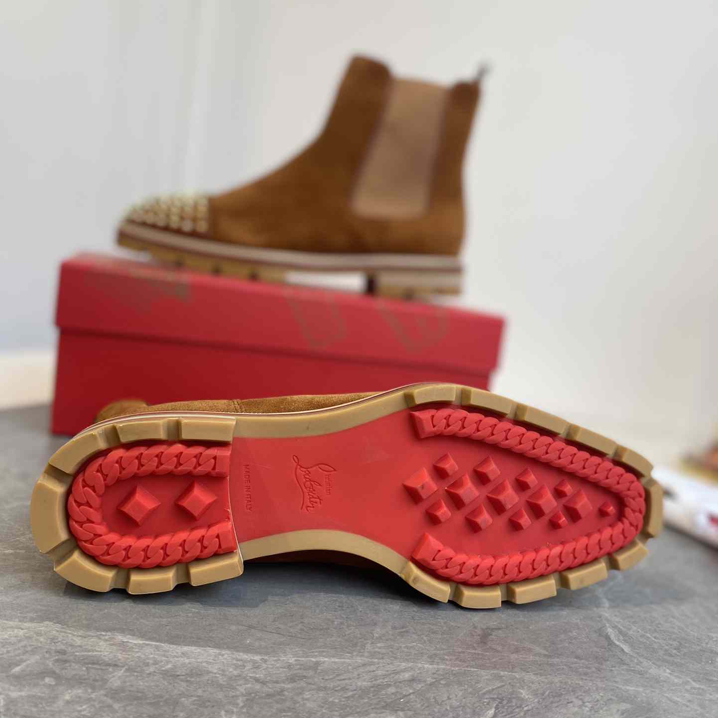 Christian Louboutin CLB Red Bottom Man Short Boots - DopestKickz