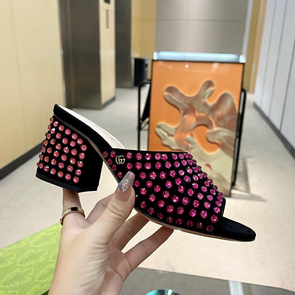 Gucci Women's Slide Sandal With Crystals - DopestKickz