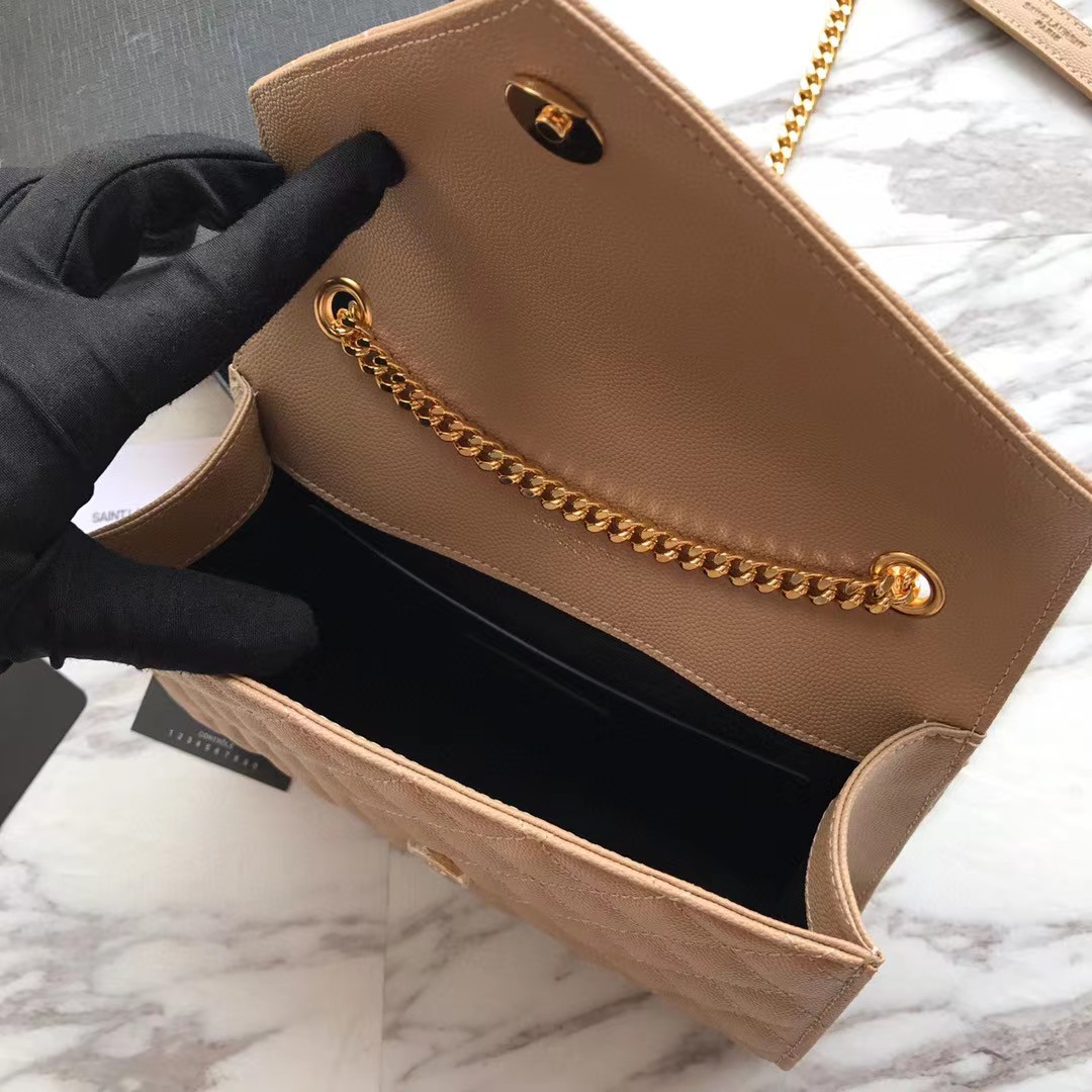 Saint Laurent Envelope Small Bag In Mix Matelasse Grain De Poudre Embossed Leather(21-13-6cm) - DopestKickz