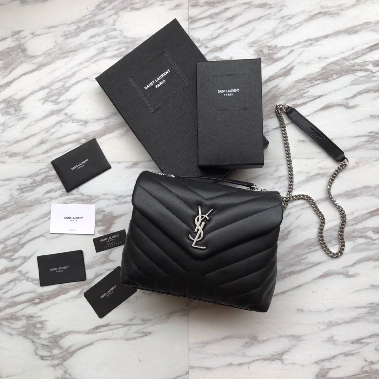 Saint Laurent Loulou Small Chain Bag In Quilted "Y" Leather(25cm) - DopestKickz