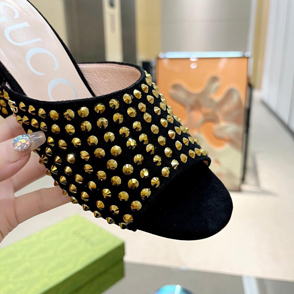Gucci Women's Slide Sandal With Crystals - DopestKickz