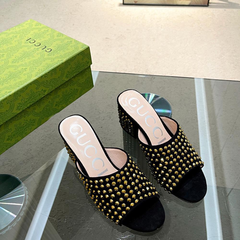 Gucci Women's Slide Sandal With Crystals - DopestKickz