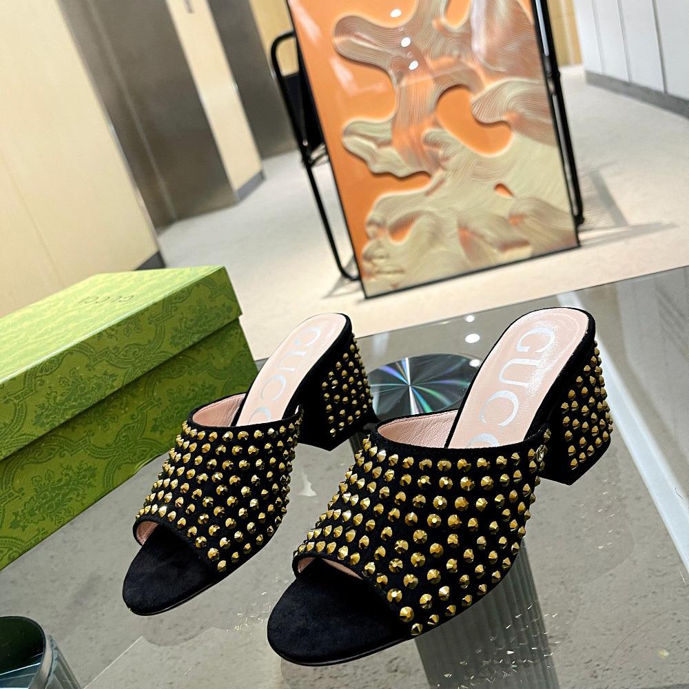 Gucci Women's Slide Sandal With Crystals - DopestKickz