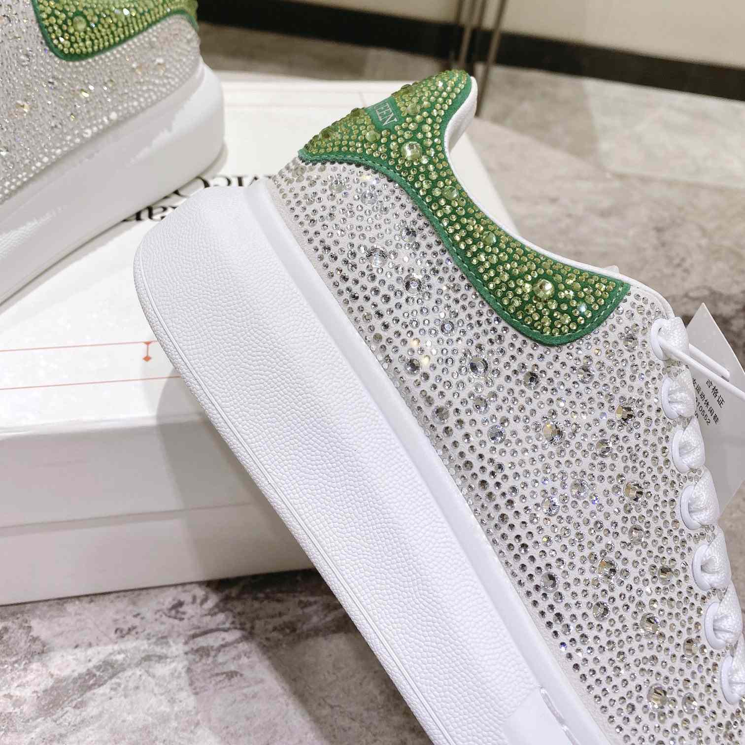 Alexander Mqueen Women's  Oversized Sneaker In White/Acid Green - DopestKickz
