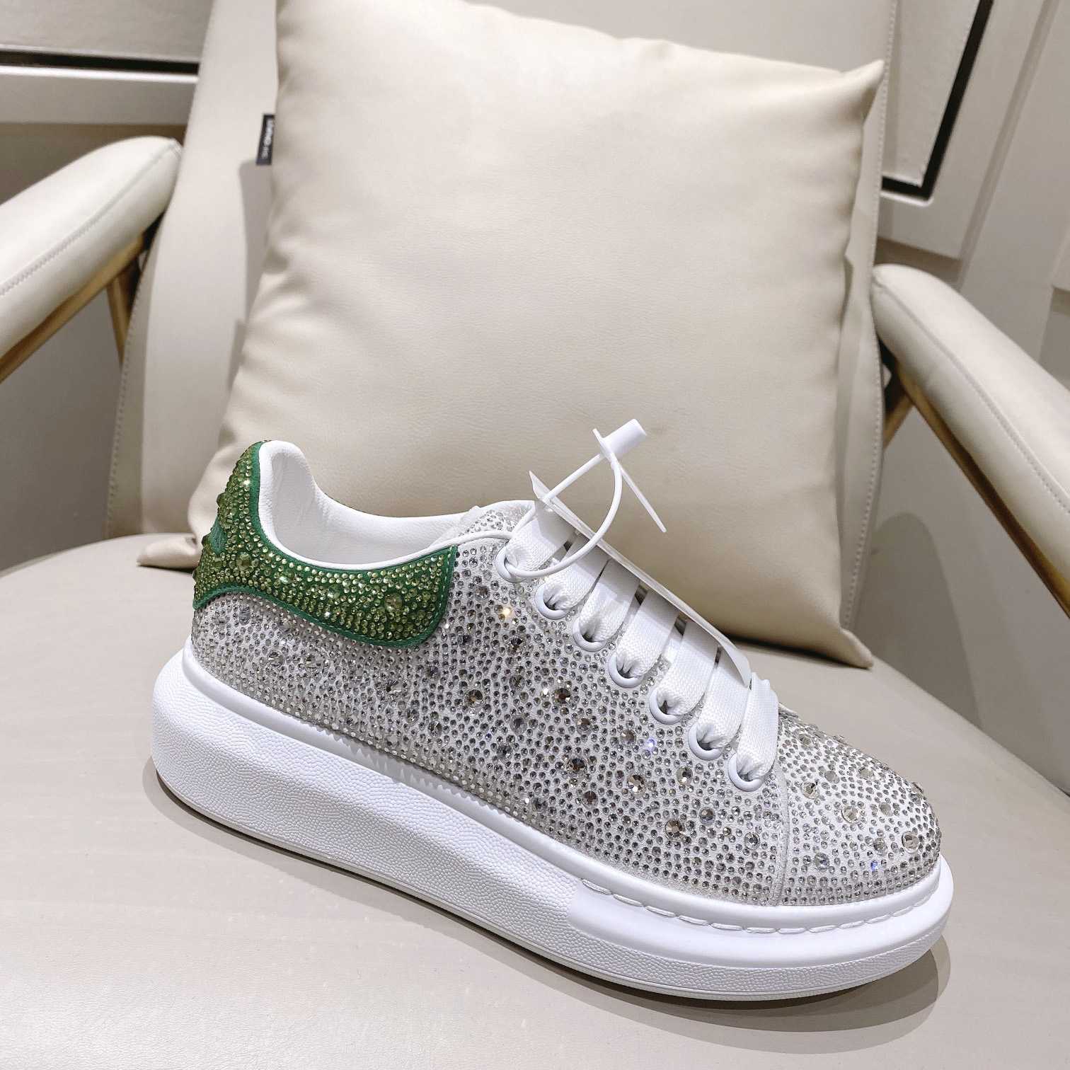 Alexander Mqueen Women's  Oversized Sneaker In White/Acid Green - DopestKickz