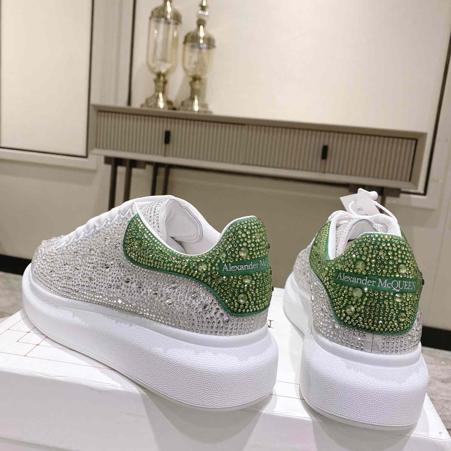 Alexander Mqueen Women's  Oversized Sneaker In White/Acid Green - DopestKickz