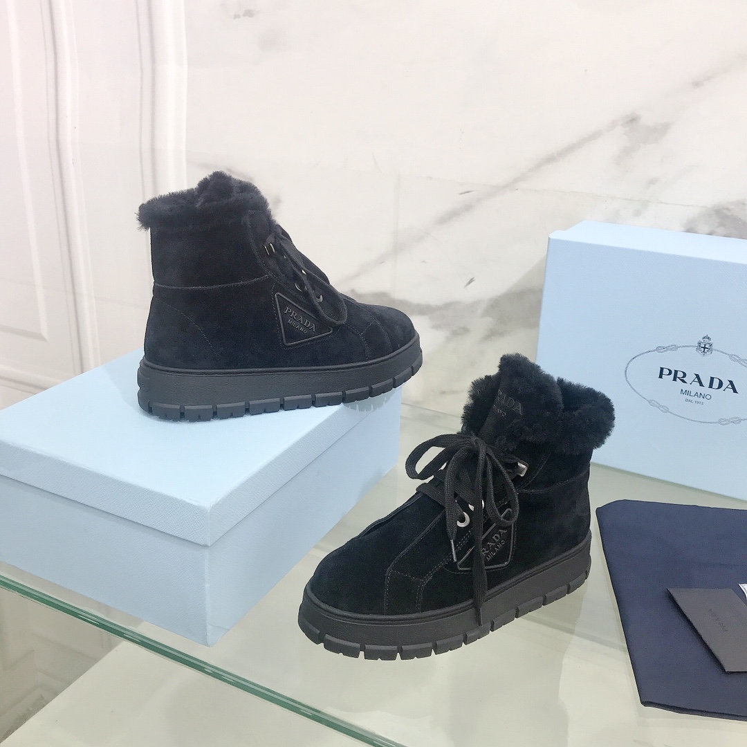 Prada Nylon Gabardine Lace-Up Booties - DopestKickz