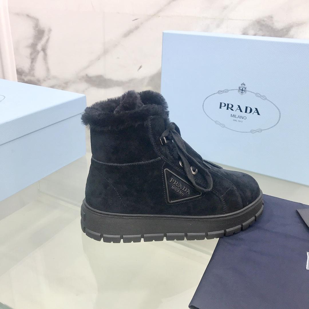 Prada Nylon Gabardine Lace-Up Booties - DopestKickz