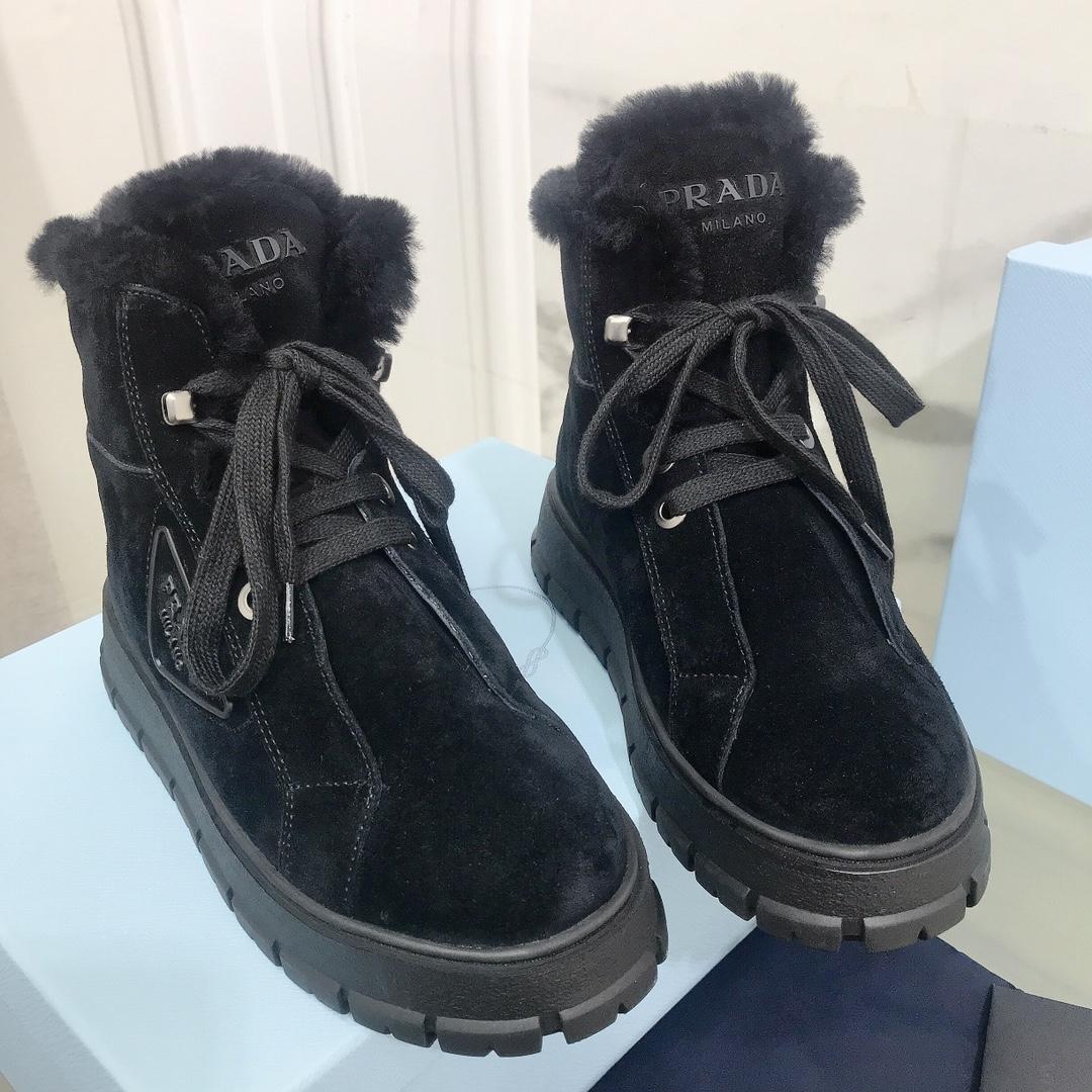Prada Nylon Gabardine Lace-Up Booties - DopestKickz