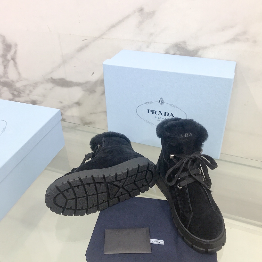 Prada Nylon Gabardine Lace-Up Booties - DopestKickz