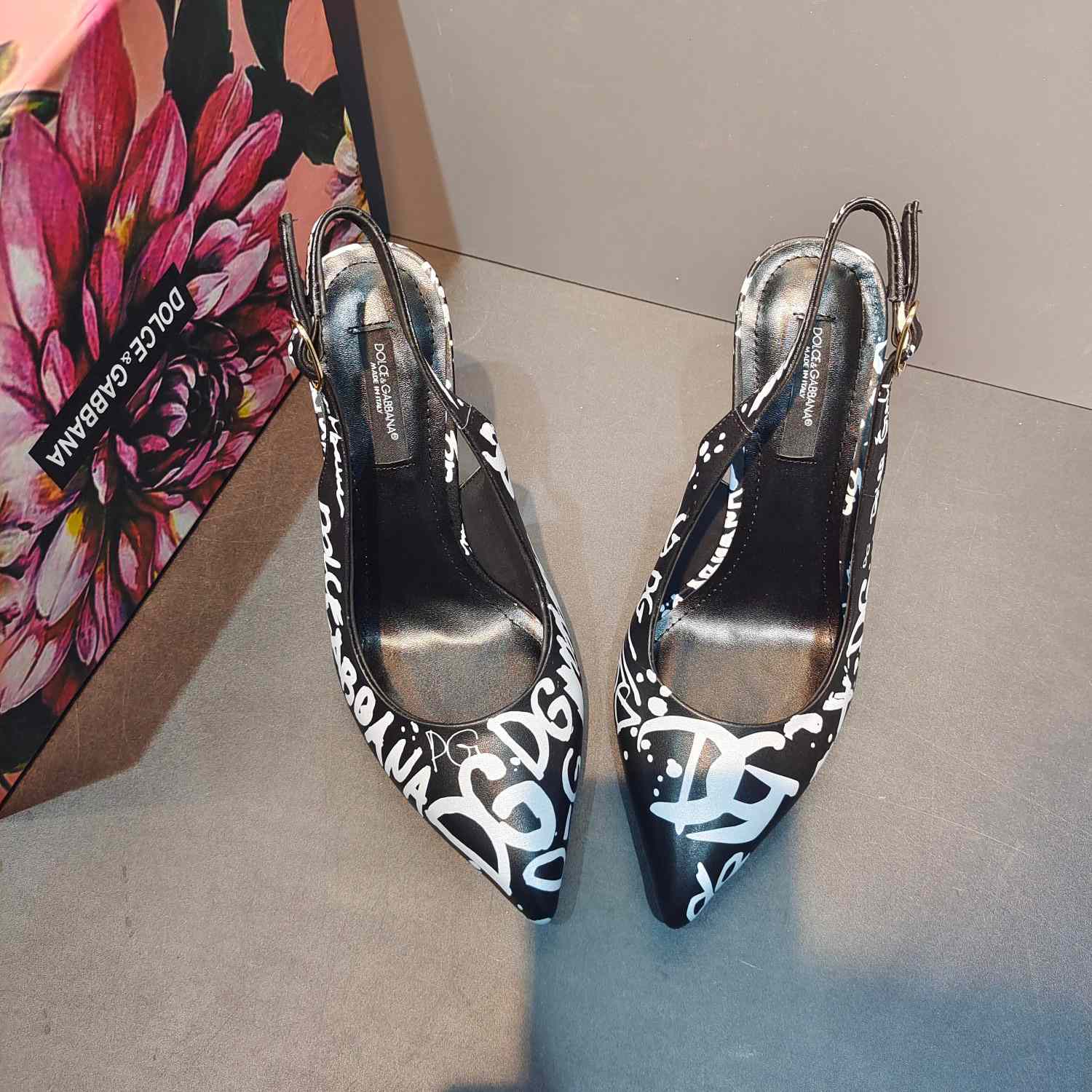 Dolce & Gabbana Calfskin Slingbacks With Logo Print - DopestKickz