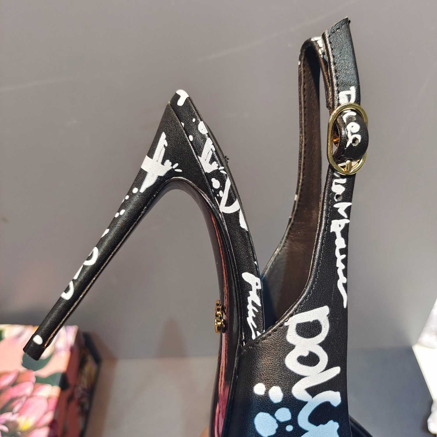 Dolce & Gabbana Calfskin Slingbacks With Logo Print - DopestKickz