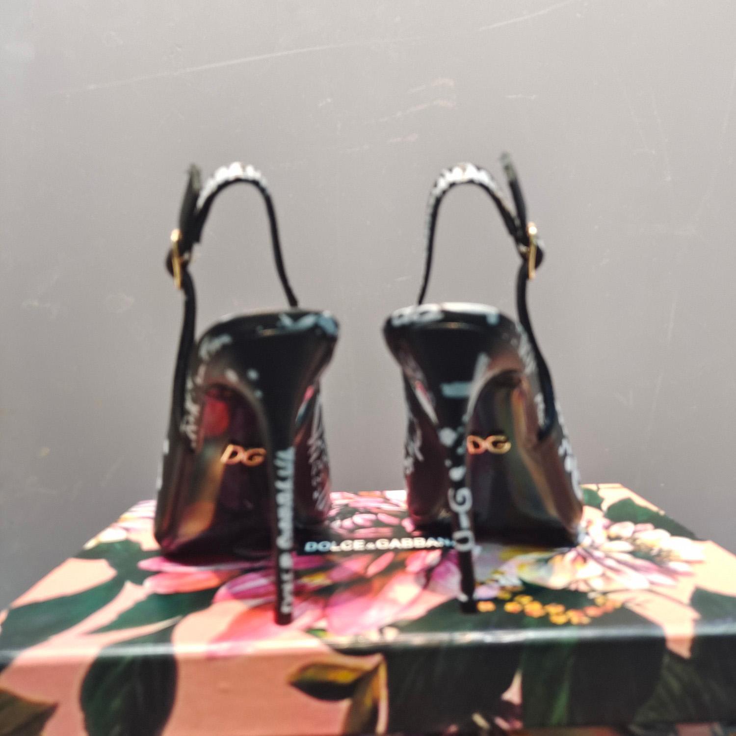 Dolce & Gabbana Calfskin Slingbacks With Logo Print - DopestKickz