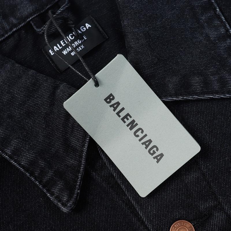 Balenciaga Hand Drawn BB Icon Oversized Jacket In Black - DopestKickz