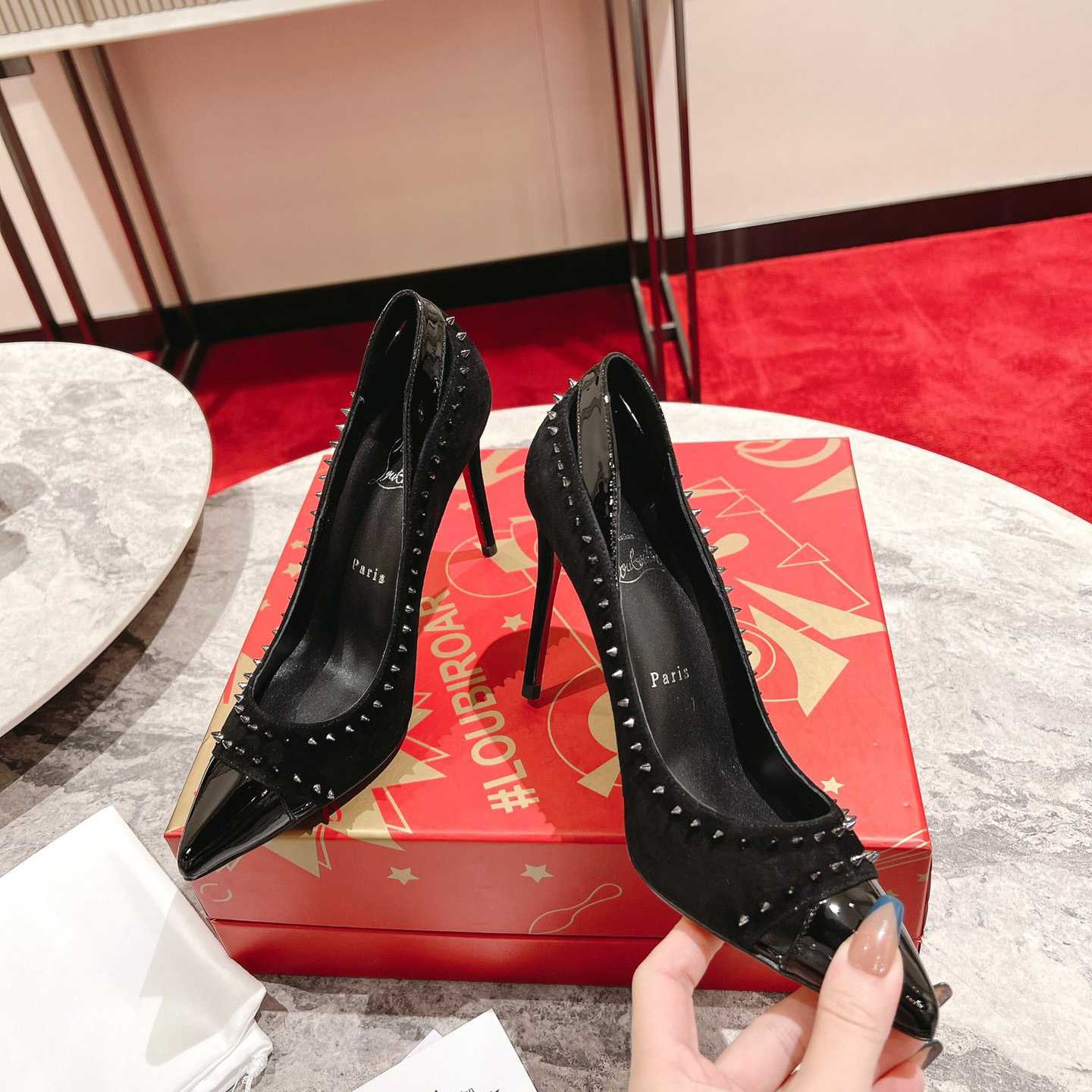 Christian Louboutin Duvette Spikes Pump   100mm - DopestKickz