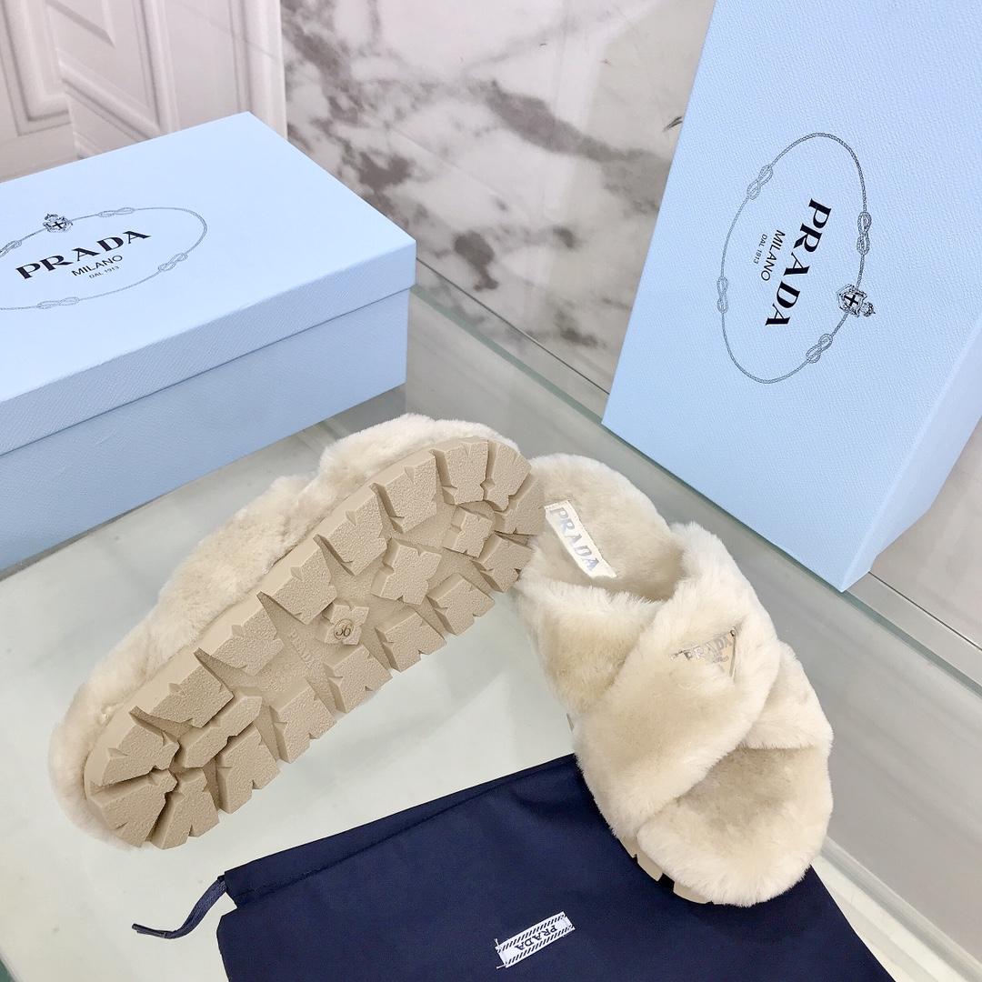 Prada Shearling Sandals - DopestKickz