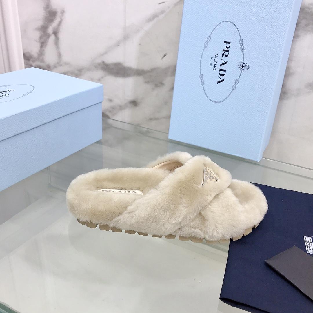 Prada Shearling Sandals - DopestKickz