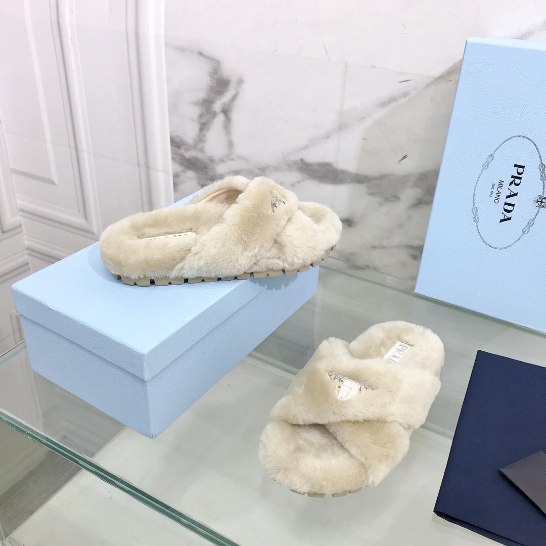 Prada Shearling Sandals - DopestKickz