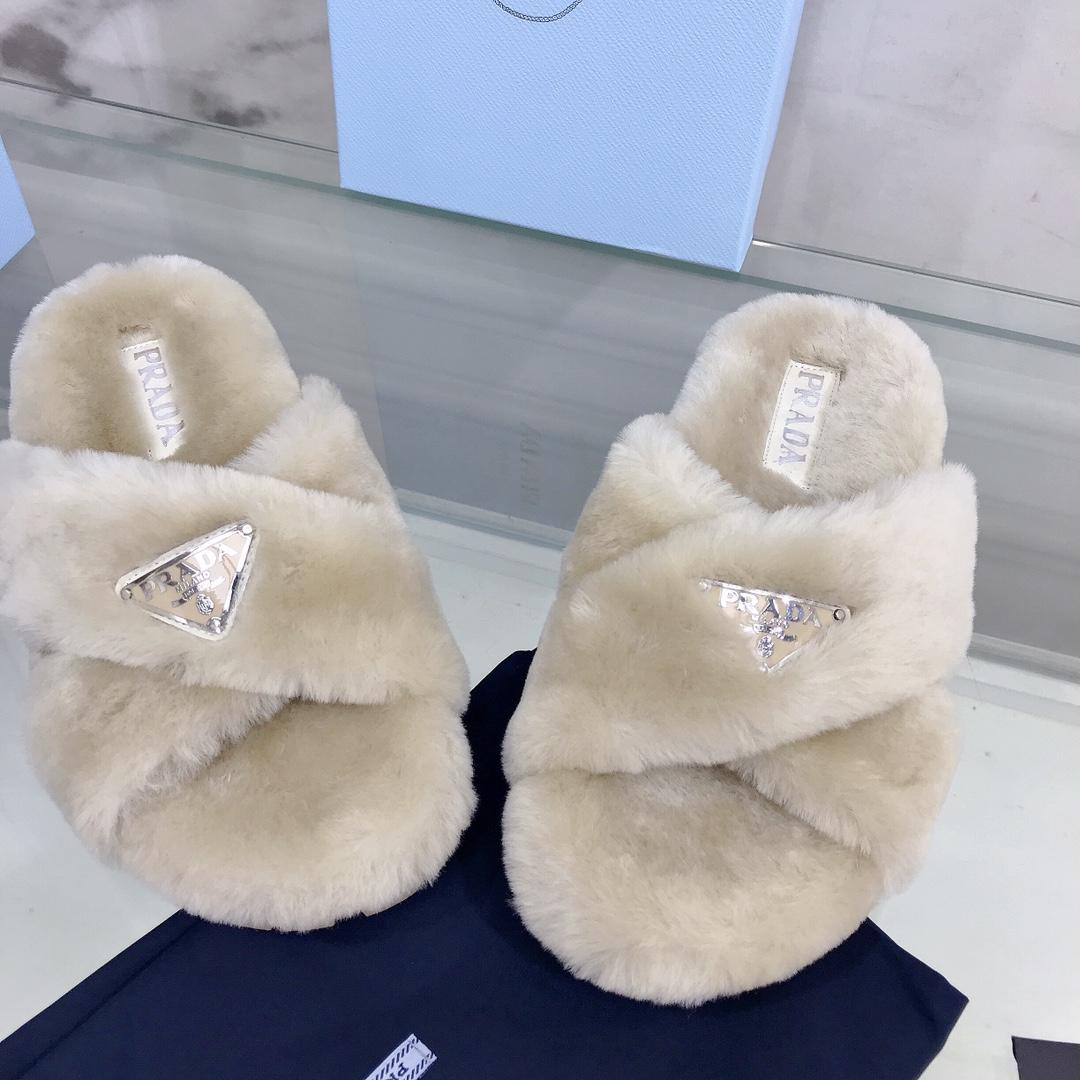 Prada Shearling Sandals - DopestKickz
