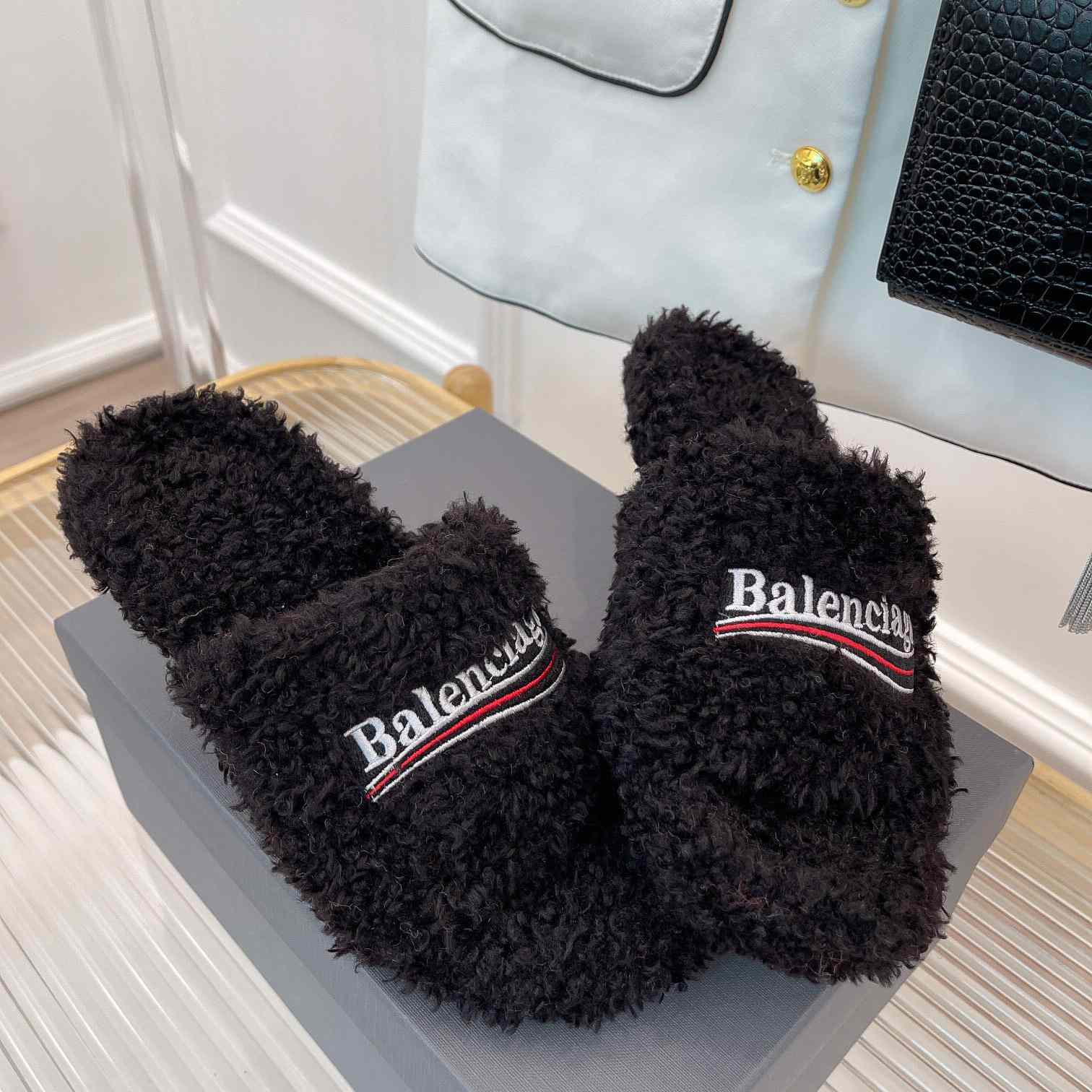 Balenciaga Furry Sandals - DopestKickz