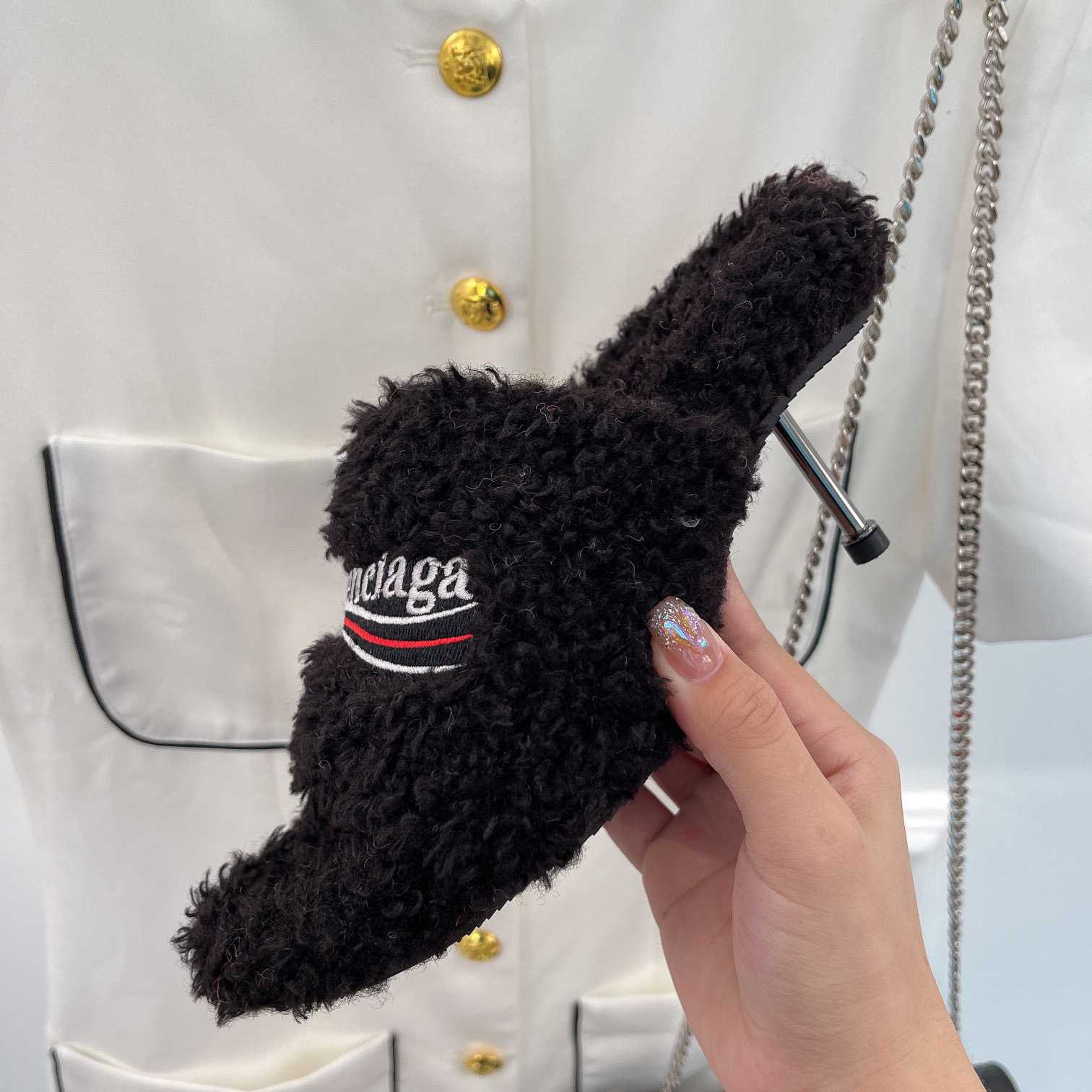 Balenciaga Furry Sandals - DopestKickz