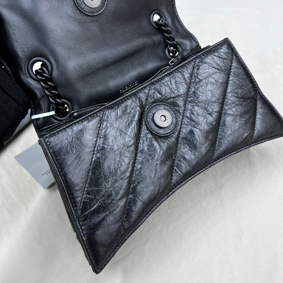 Balenciaga Women's Crush Small Chain Bag Quilted In Black(25-15-9.5cm) - DopestKickz
