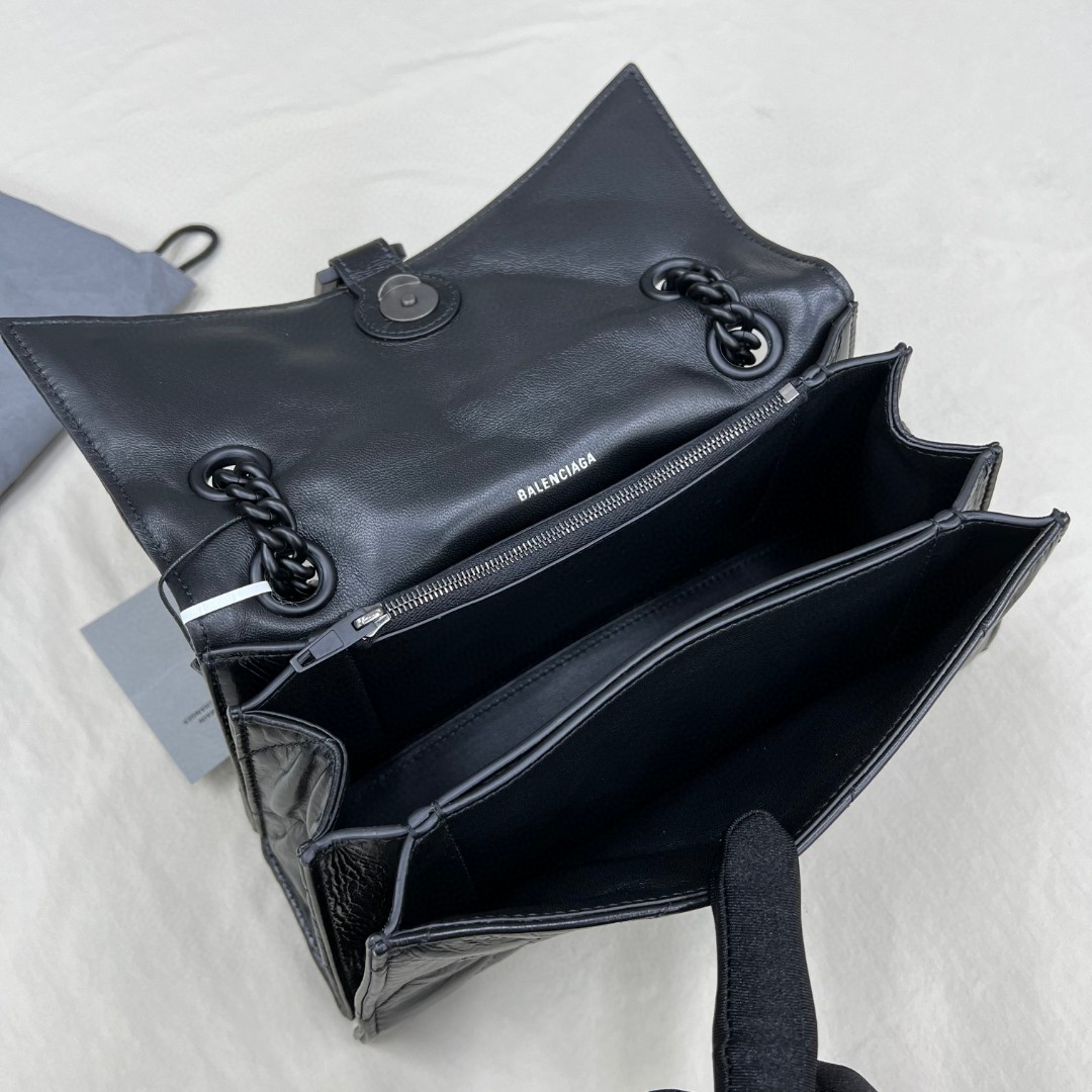 Balenciaga Women's Crush Small Chain Bag Quilted In Black(25-15-9.5cm) - DopestKickz