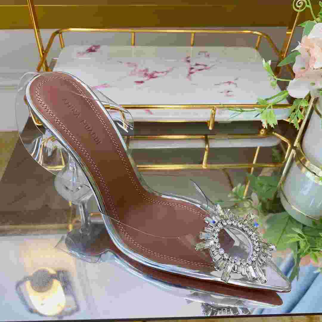 Amina Muaddi Begum 90mm 'Glass' Slingback Pumps - DopestKickz
