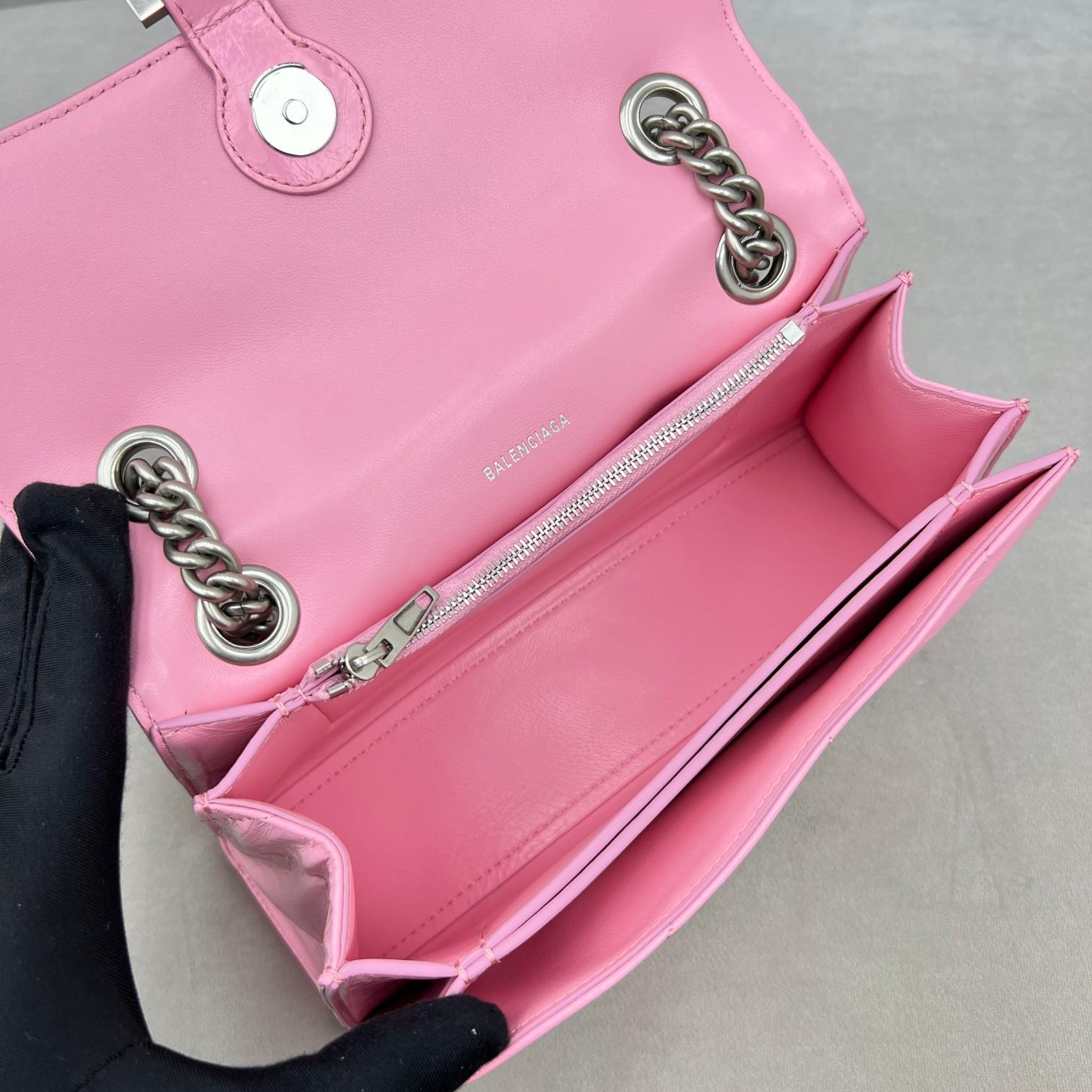 Balenciaga Women's Crush Small Chain Bag Quilted In Pink(25-15-9.5cm) - DopestKickz