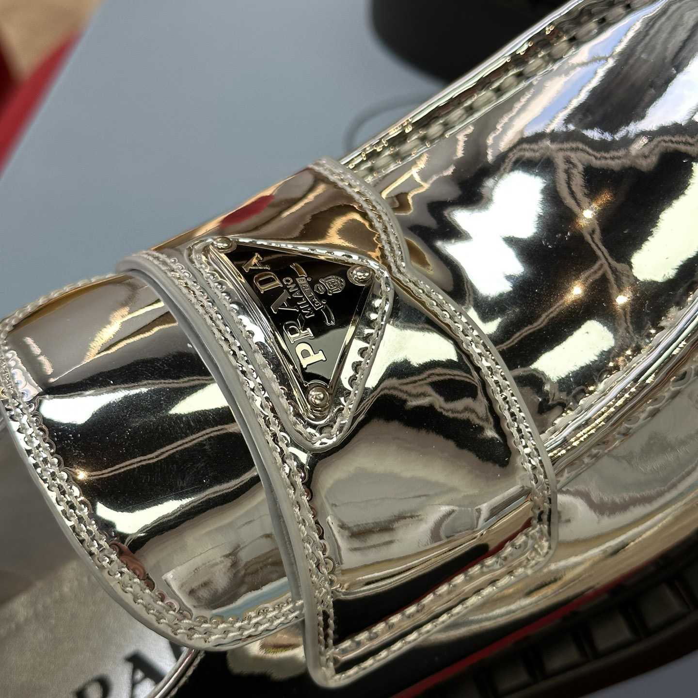 Prada Metallic Leather Loafers - DopestKickz