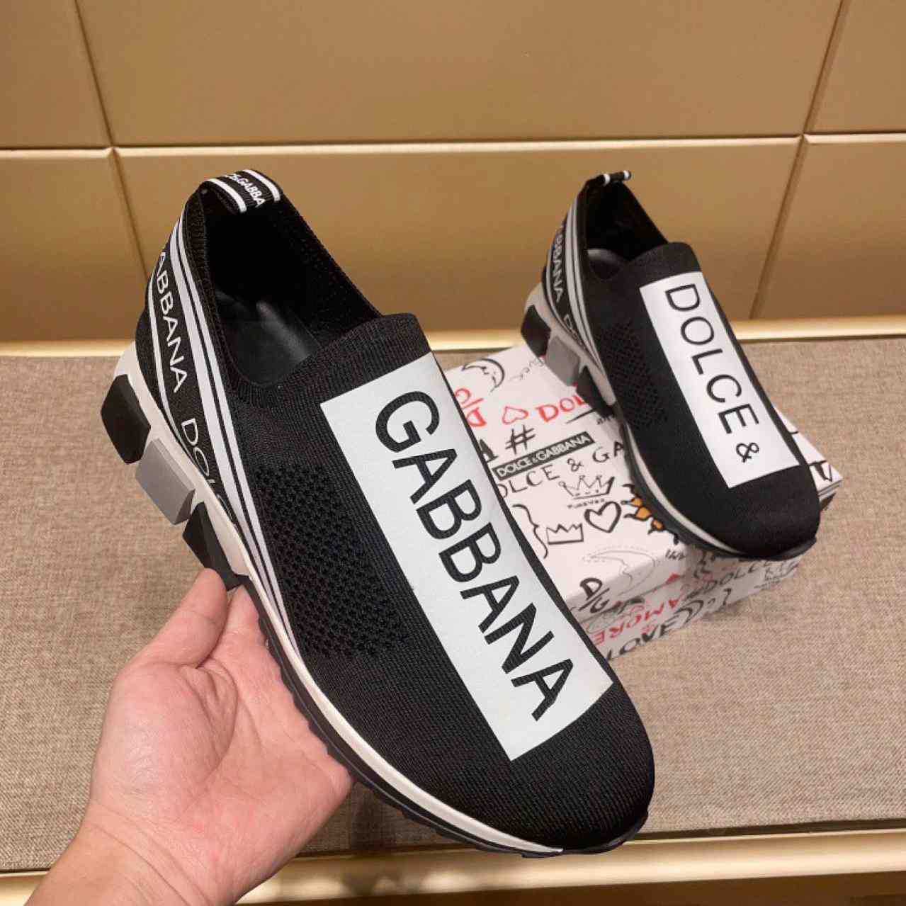 Dolce & Gabbana Stretch Jersey Sorrento Sneakers With Logo - DopestKickz