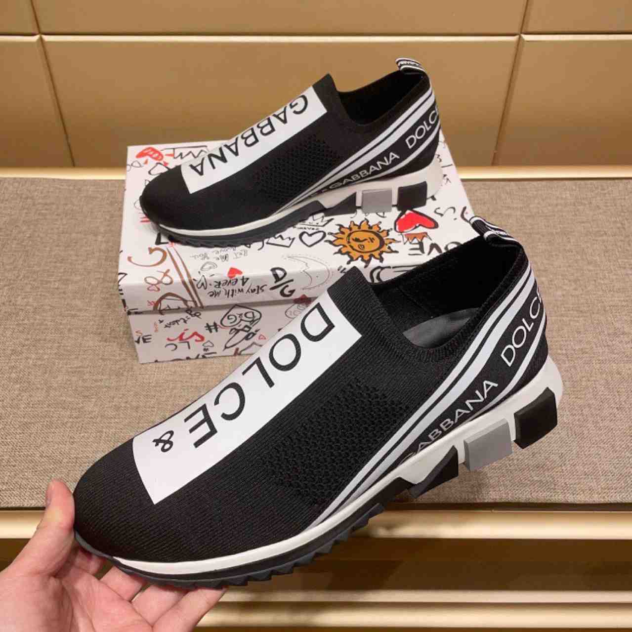 Dolce & Gabbana Stretch Jersey Sorrento Sneakers With Logo - DopestKickz
