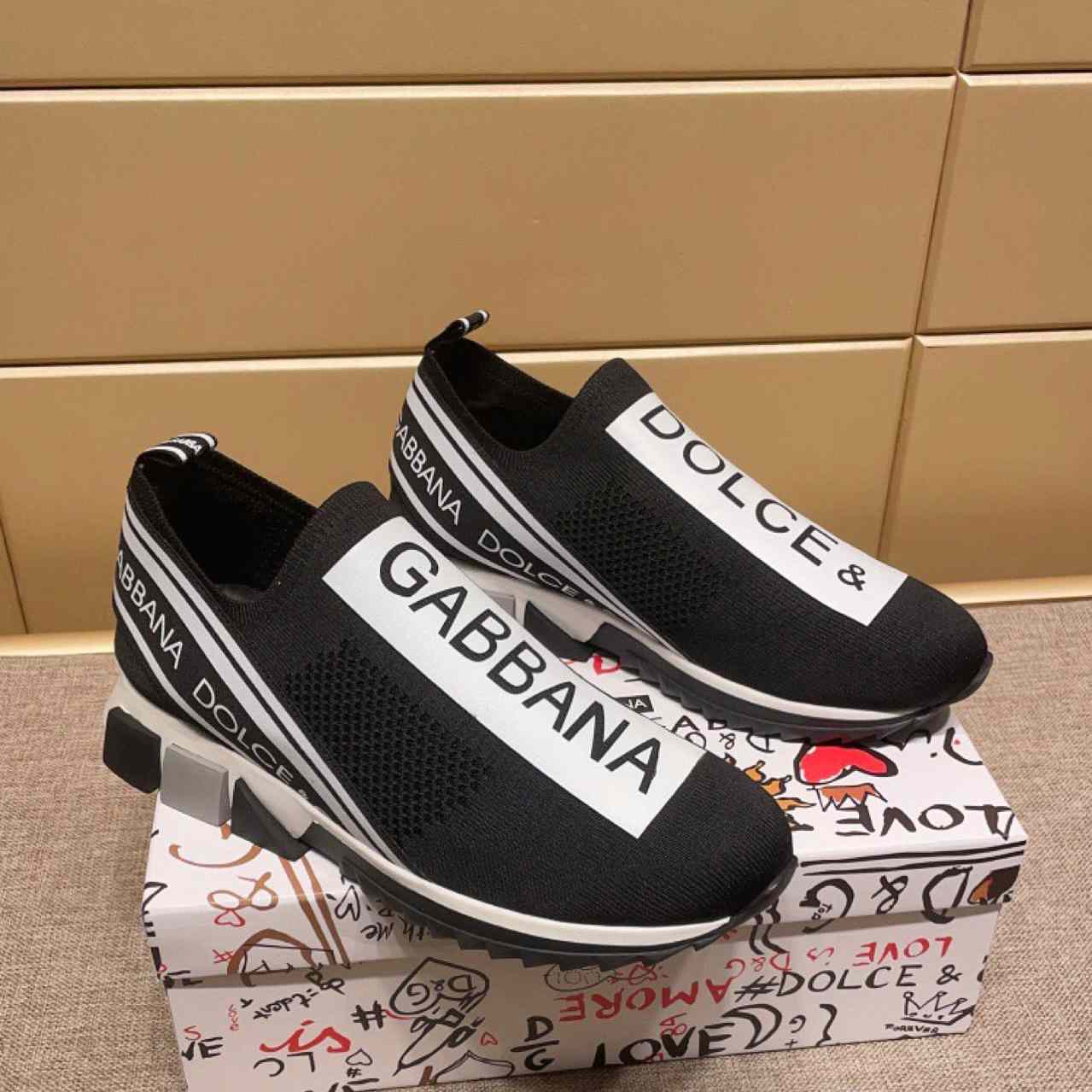 Dolce & Gabbana Stretch Jersey Sorrento Sneakers With Logo - DopestKickz