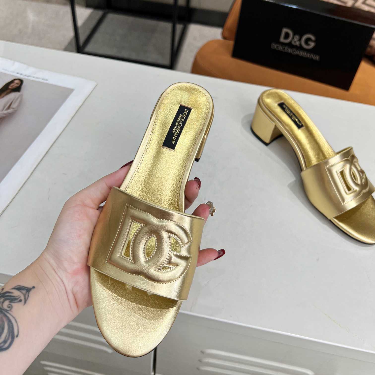 Dolce & Gabbana Calfskin Mules With DG Millennials Logo - DopestKickz