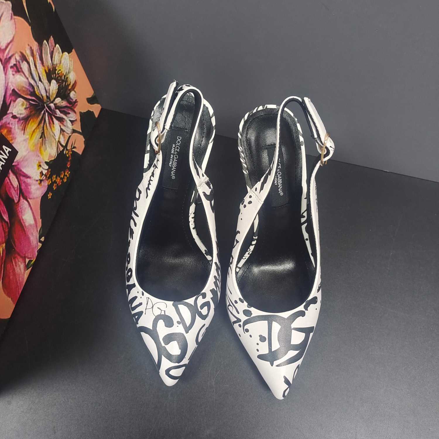 Dolce & Gabbana Calfskin Slingbacks With Logo Print - DopestKickz