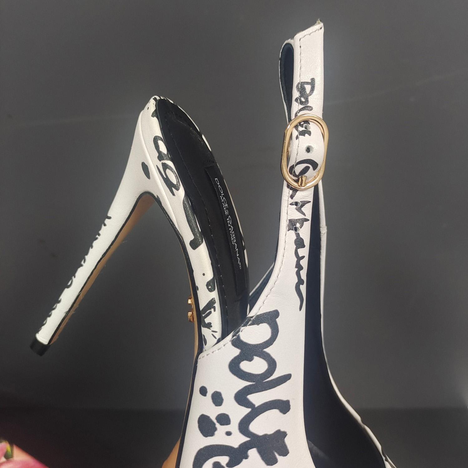 Dolce & Gabbana Calfskin Slingbacks With Logo Print - DopestKickz