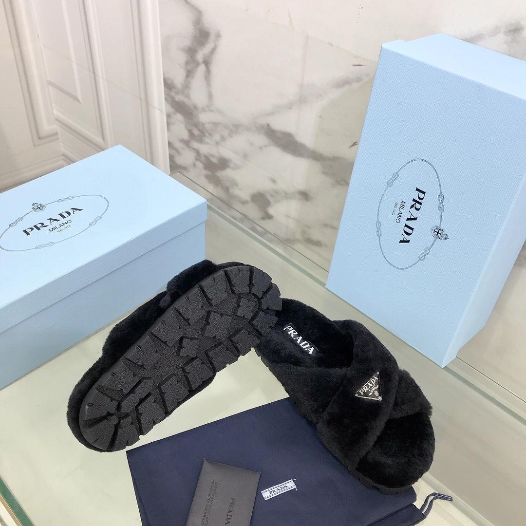 Prada Shearling Sandals - DopestKickz