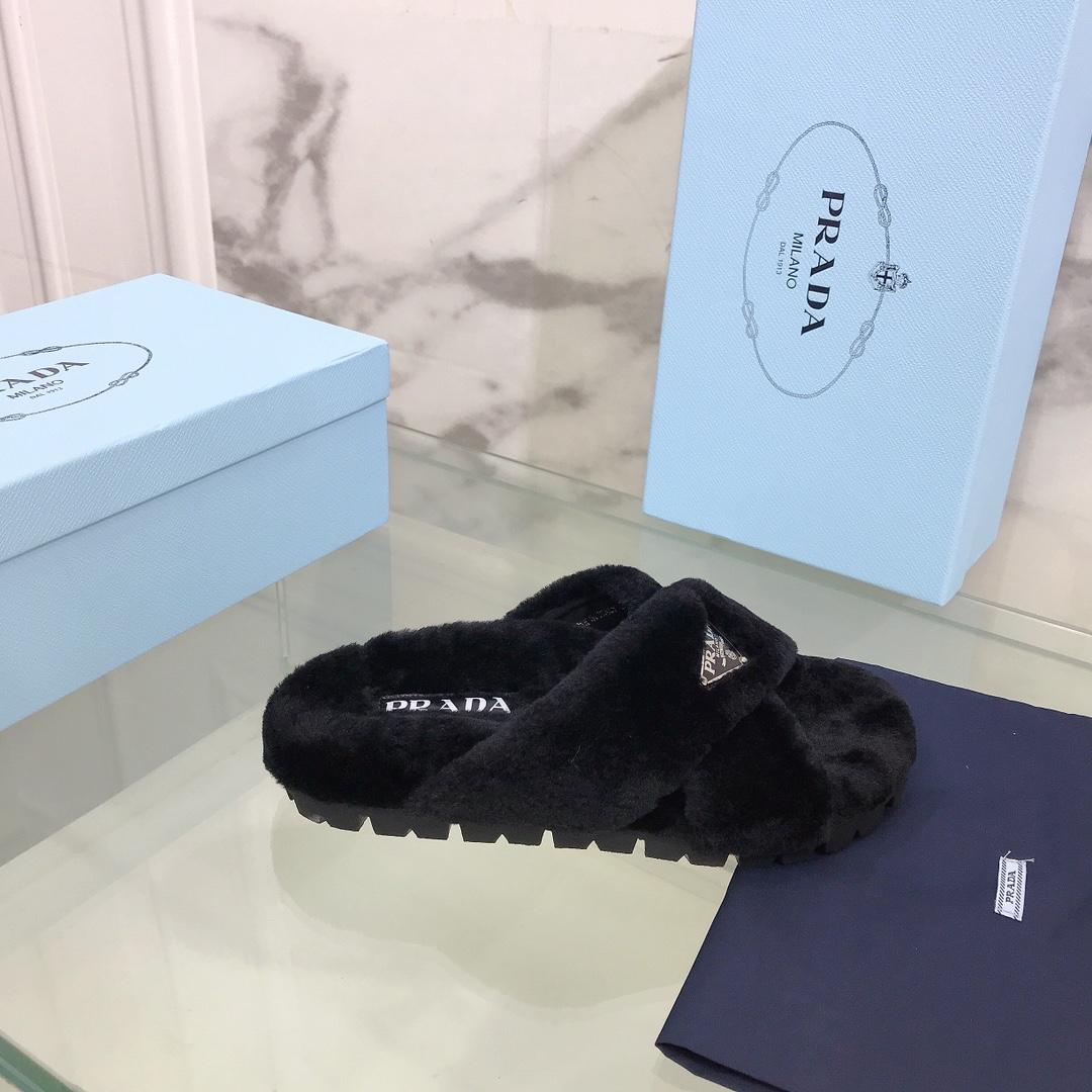 Prada Shearling Sandals - DopestKickz