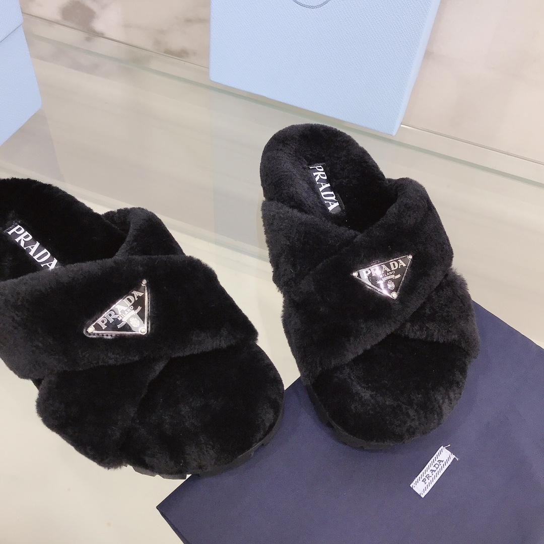 Prada Shearling Sandals - DopestKickz