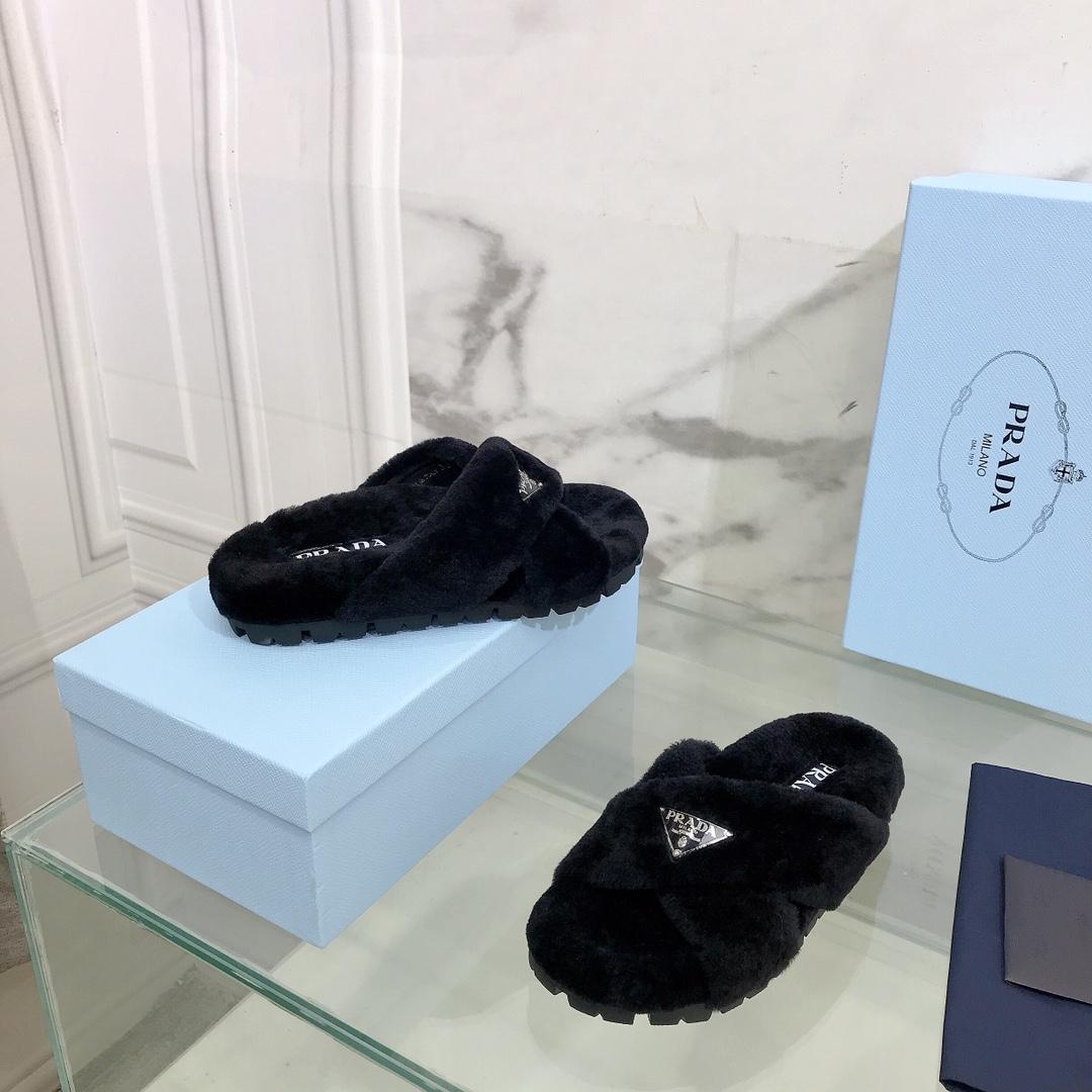 Prada Shearling Sandals - DopestKickz
