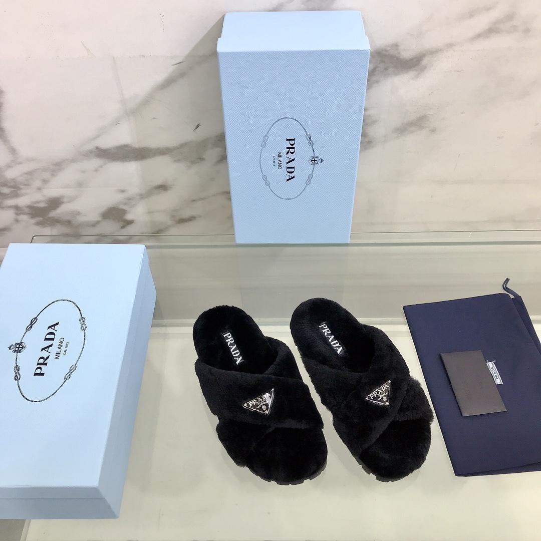 Prada Shearling Sandals - DopestKickz