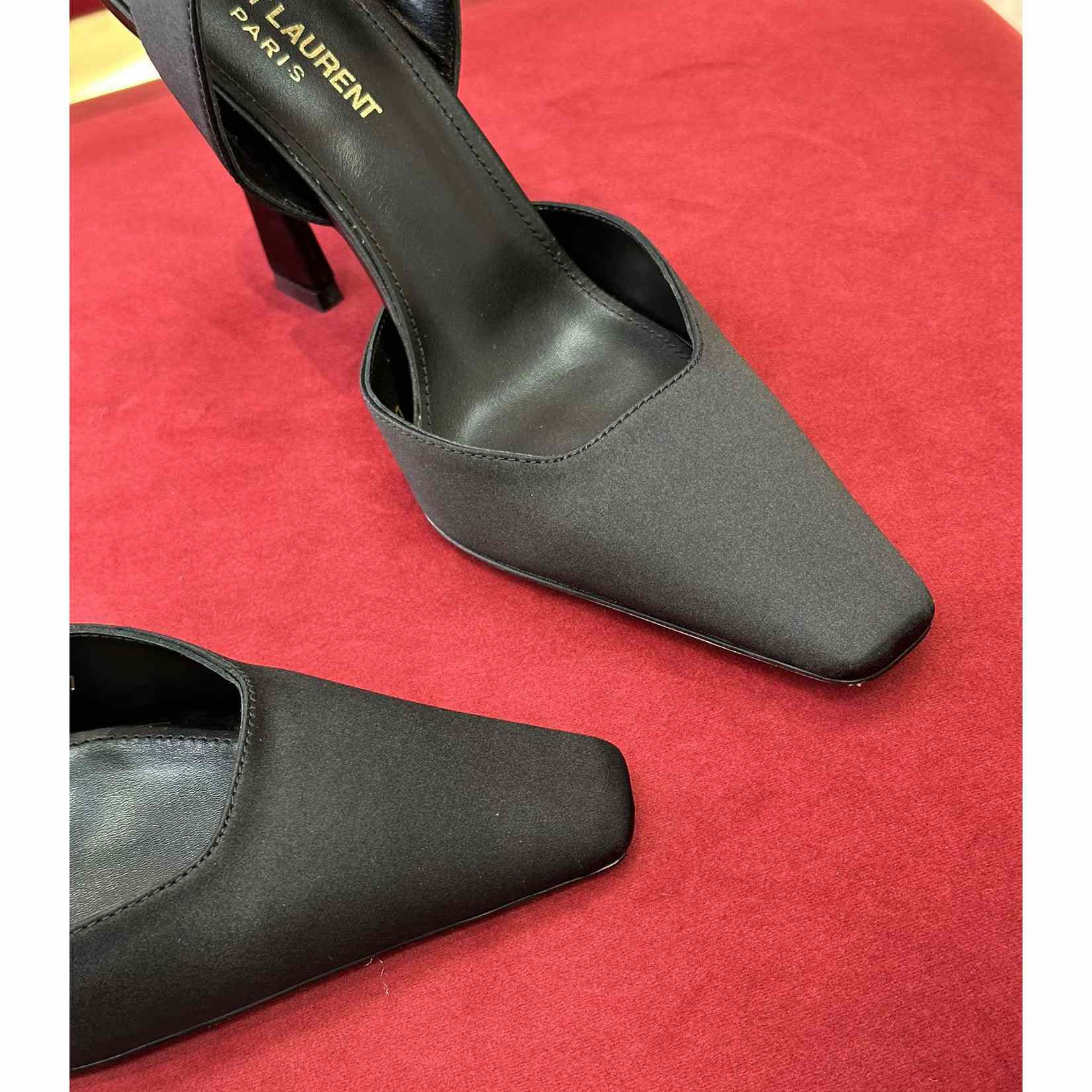 Saint Laurent Fanny Slingback Pumps In Crepe Satin - DopestKickz