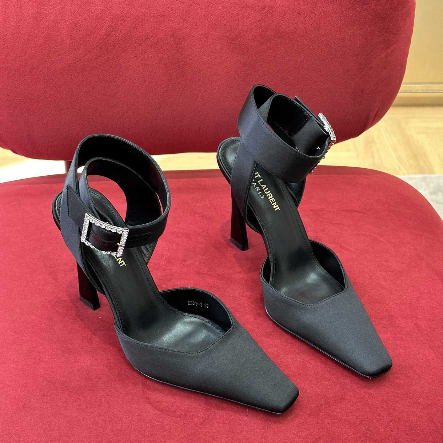 Saint Laurent Fanny Slingback Pumps In Crepe Satin - DopestKickz