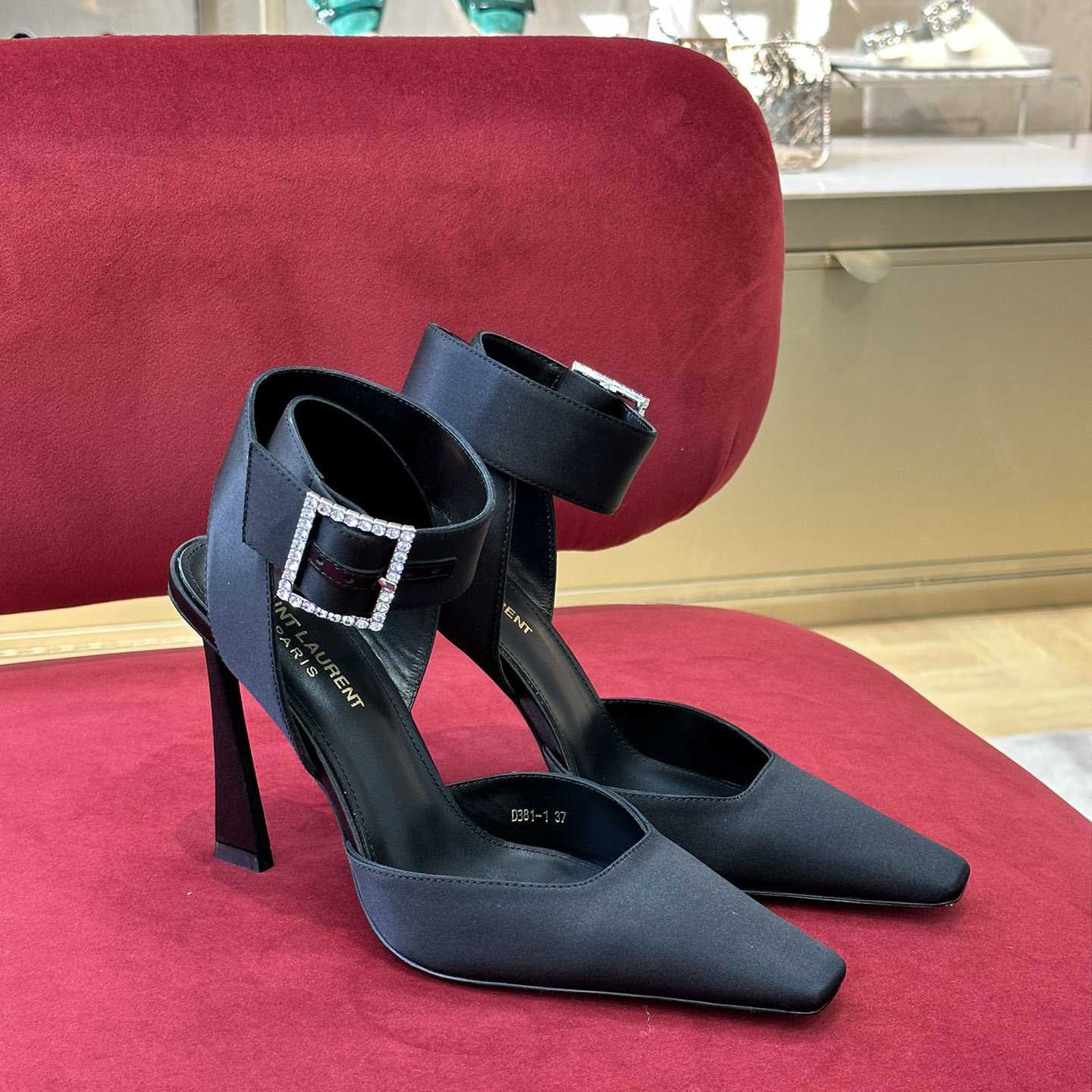 Saint Laurent Fanny Slingback Pumps In Crepe Satin - DopestKickz