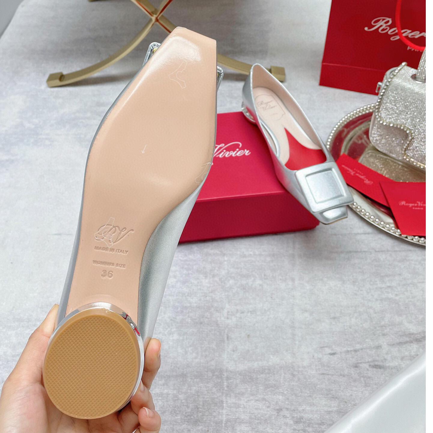 Roger Vivier Strass Heel Covered Buckle Ballerinas In Nappa Leather - DopestKickz