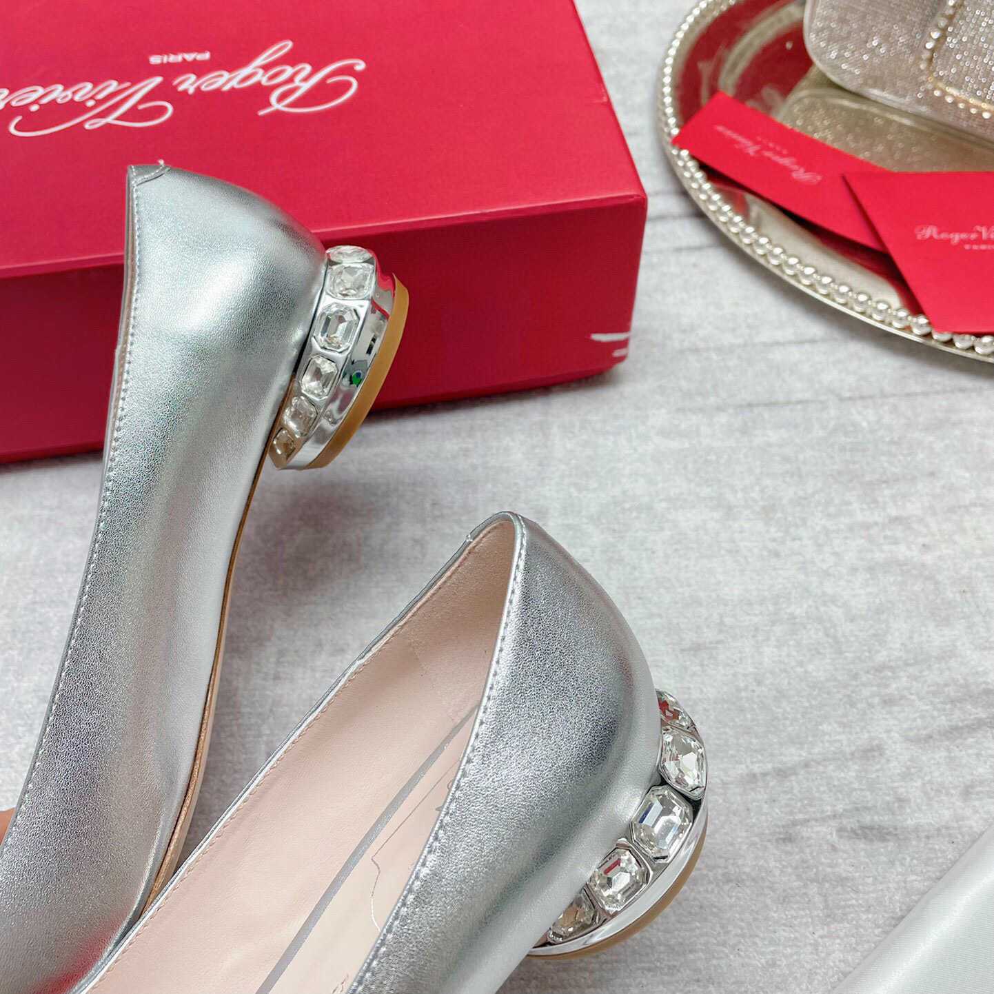 Roger Vivier Strass Heel Covered Buckle Ballerinas In Nappa Leather - DopestKickz